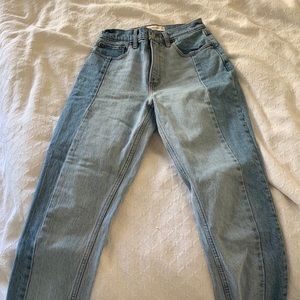 Abercrombie Two Tone High Rise Mom Jeans